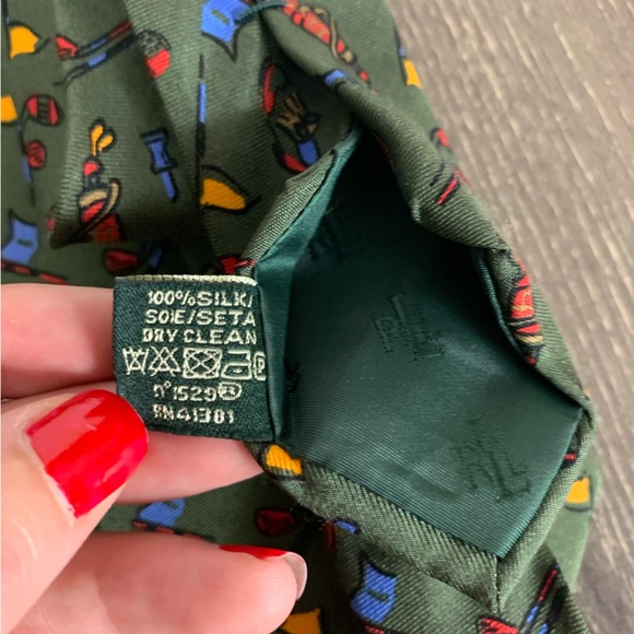 Lauren Ralph Lauren Mens Silk Necktie Golf Balls Clubs Tees Handmade Retro Sport - Picture 9 of 12